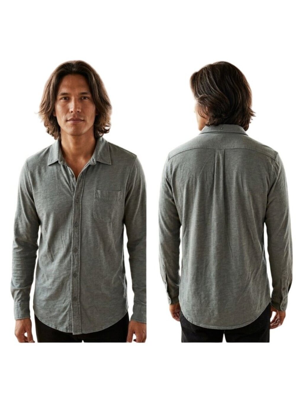 J.Crew Men's Large Green Garment-Dyed Button Up Shirt Long Sleeve Cotton